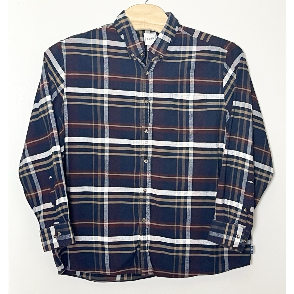 ROWM Button‎ Down Shirt Men's XXL Blue Outdoor Flannel Rugged Academia